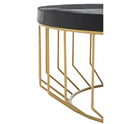 Kensington Townhouse Hair on Leather Round Coffee Table