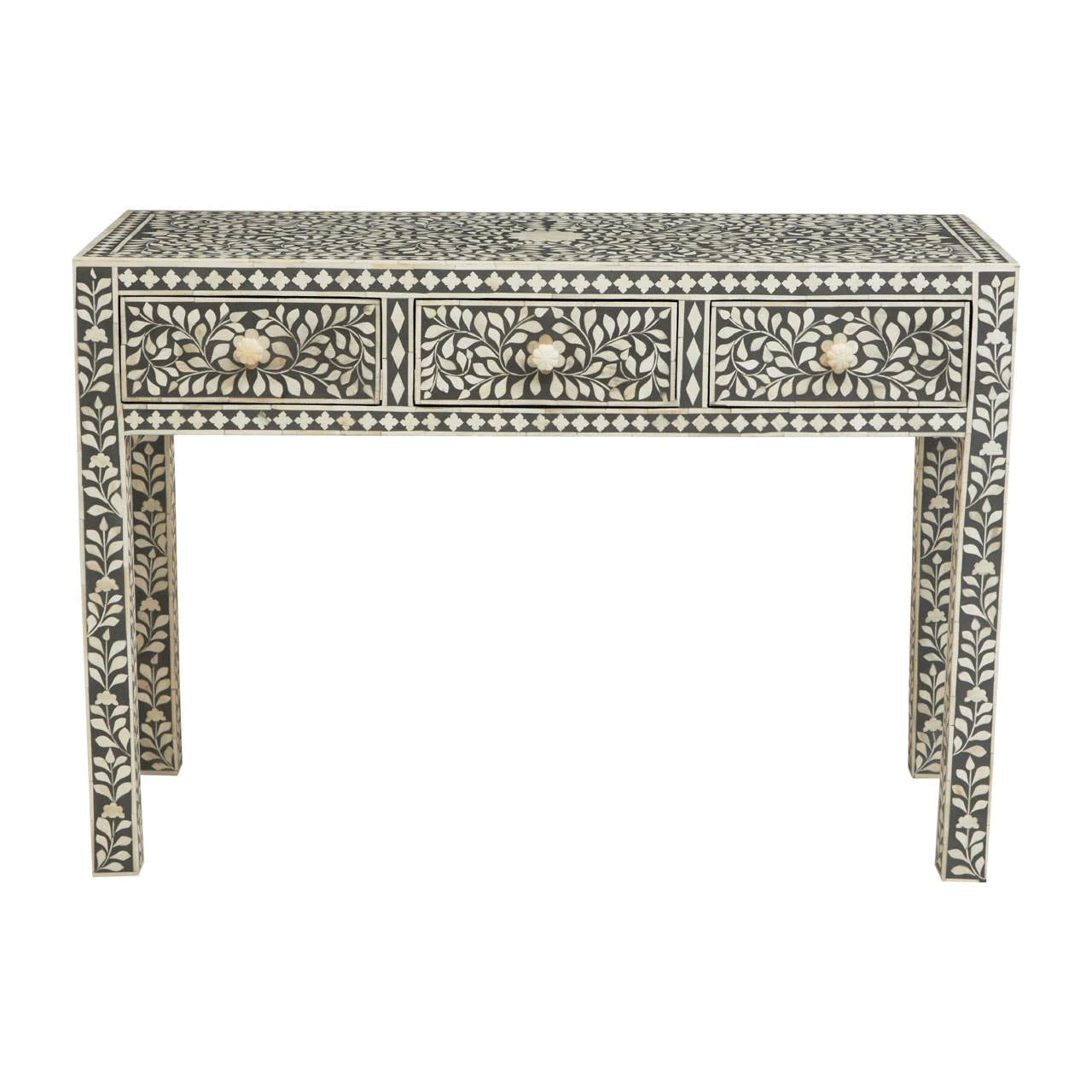 Fusion Bone Inlay Desk with 3 Drawers