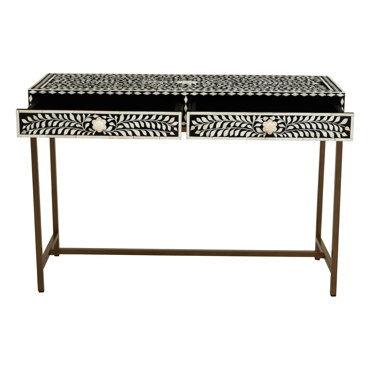 Fusion Bone Inlay Console Table With 2 Drawers