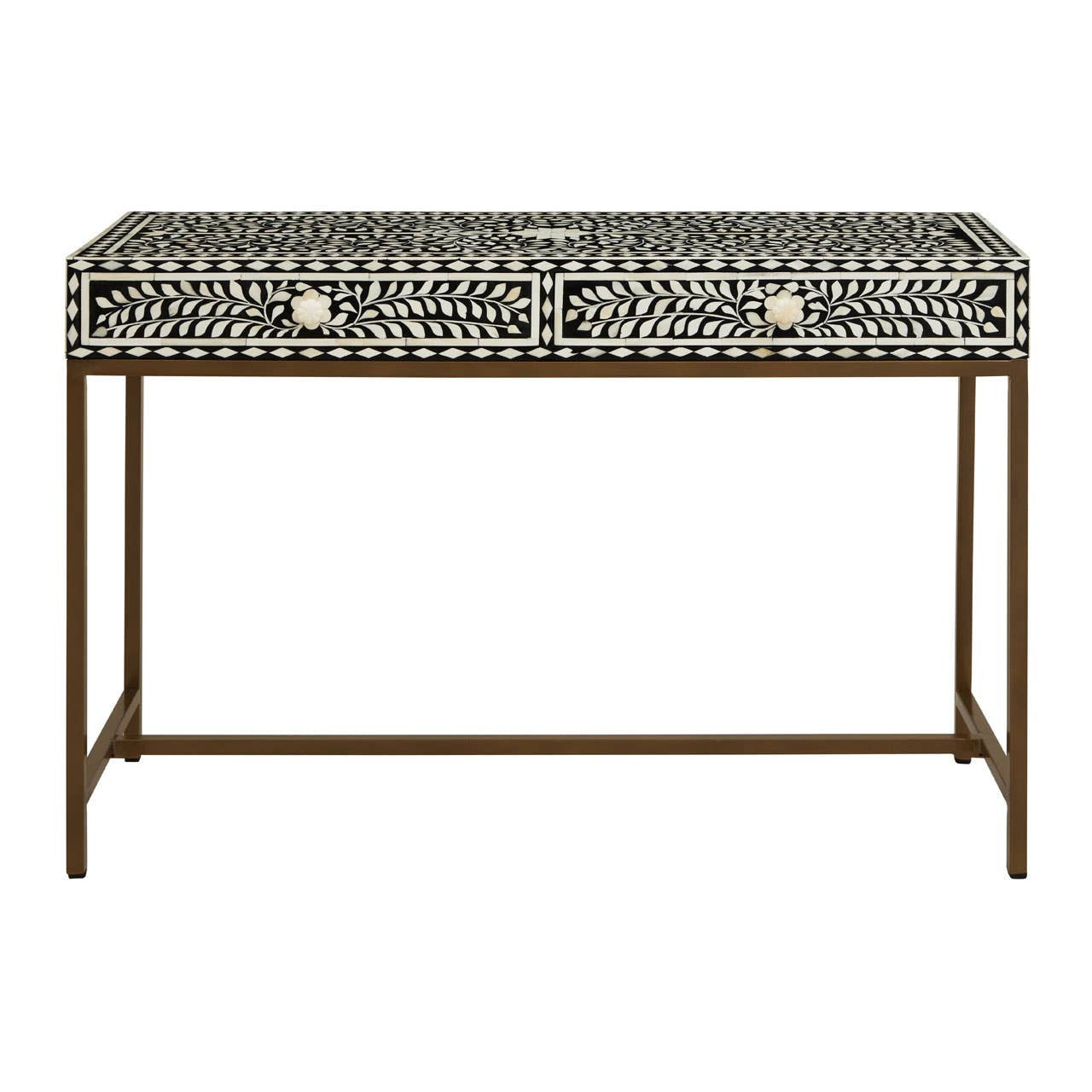Fusion Bone Inlay Console Table With 2 Drawers