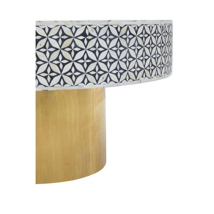 Fusion Round Bone Inlay Coffee Table With Gold Base