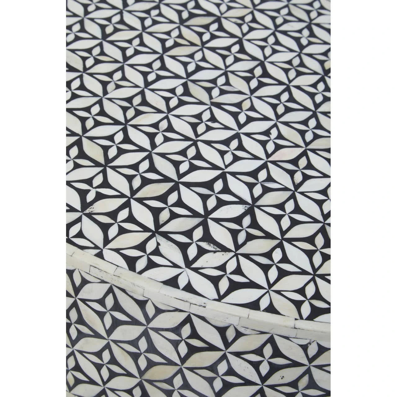 Fusion Round Bone Inlay Coffee Table With Gold Base