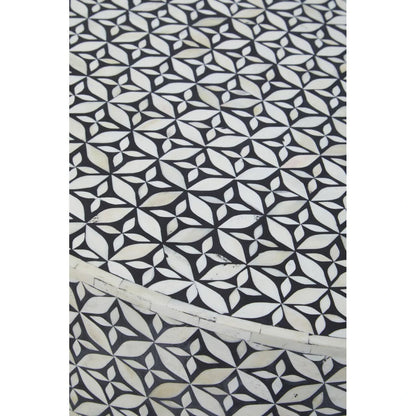 Fusion Round Bone Inlay Coffee Table With Gold Base