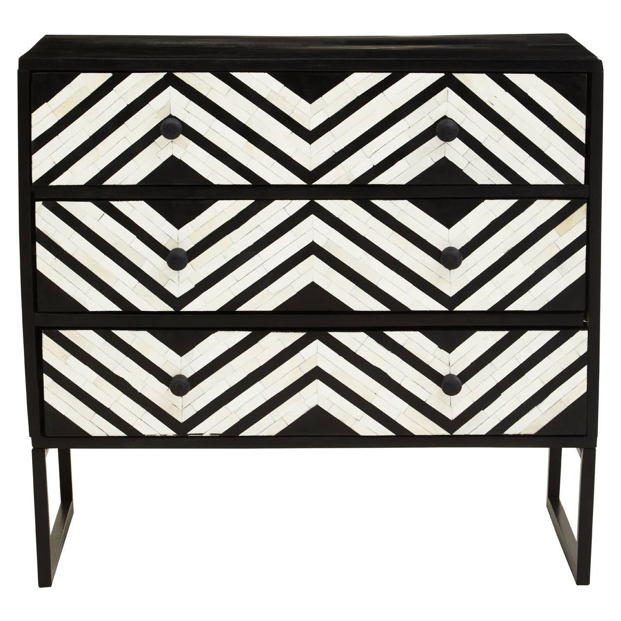 Fusion Three Drawer Chest with Bone Inlay