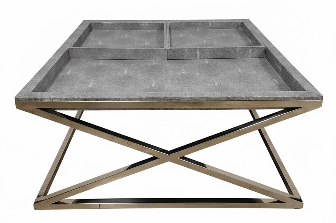 Cardona Grey Shagreen Effect Tray Coffee Table