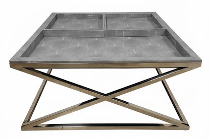 Cardona Grey Shagreen Effect Tray Coffee Table