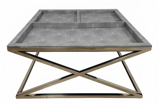Cardona Grey Shagreen Effect Tray Coffee Table