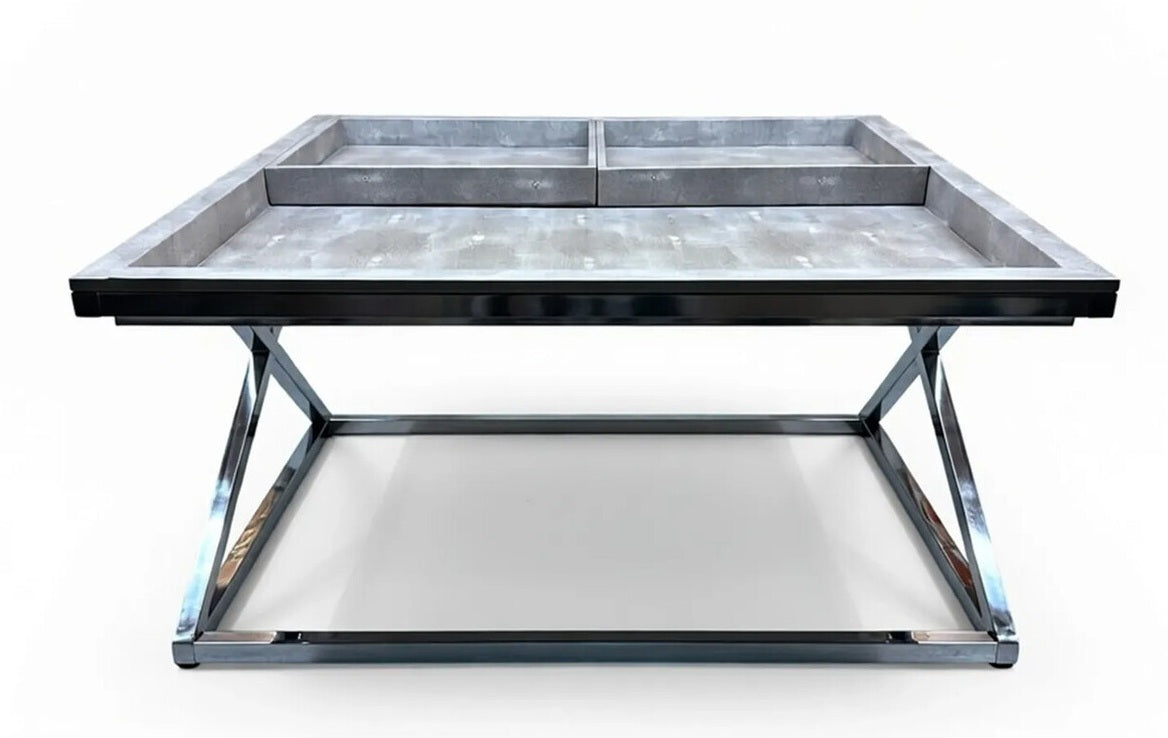 Cardona Grey Shagreen Effect Tray Coffee Table
