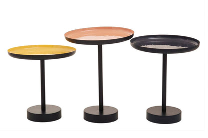 Amira Set Of Three Gold And Black Tray Side Tables