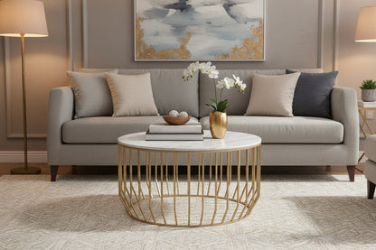 Pali White Marble And Gold Coffee Table