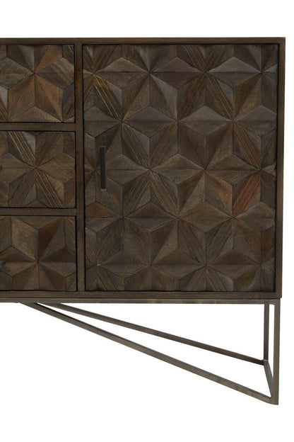 Solana Grey Washed Carved Mango Wood Sideboard
