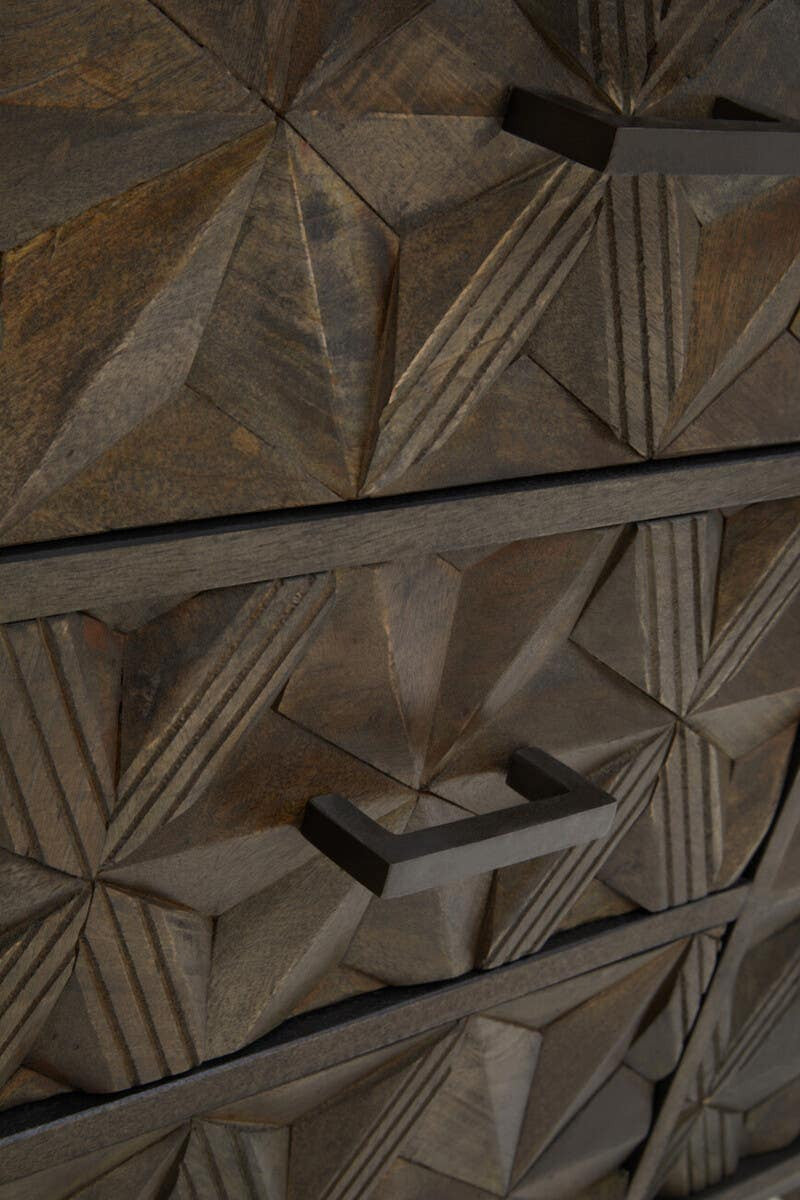 Solana Grey Washed Carved Mango Wood Sideboard