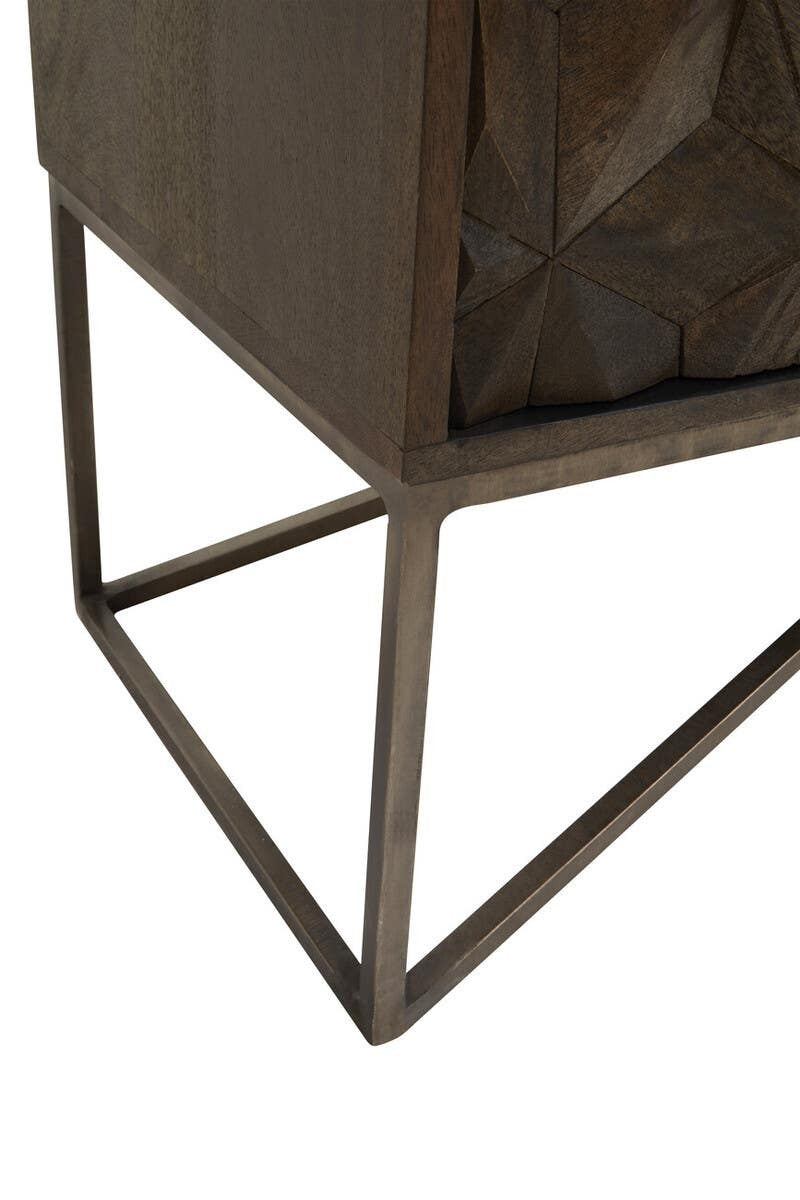 Solana Grey Washed Carved Mango Wood Sideboard