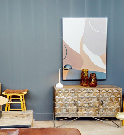 Solana Grey Washed Carved Mango Wood Sideboard