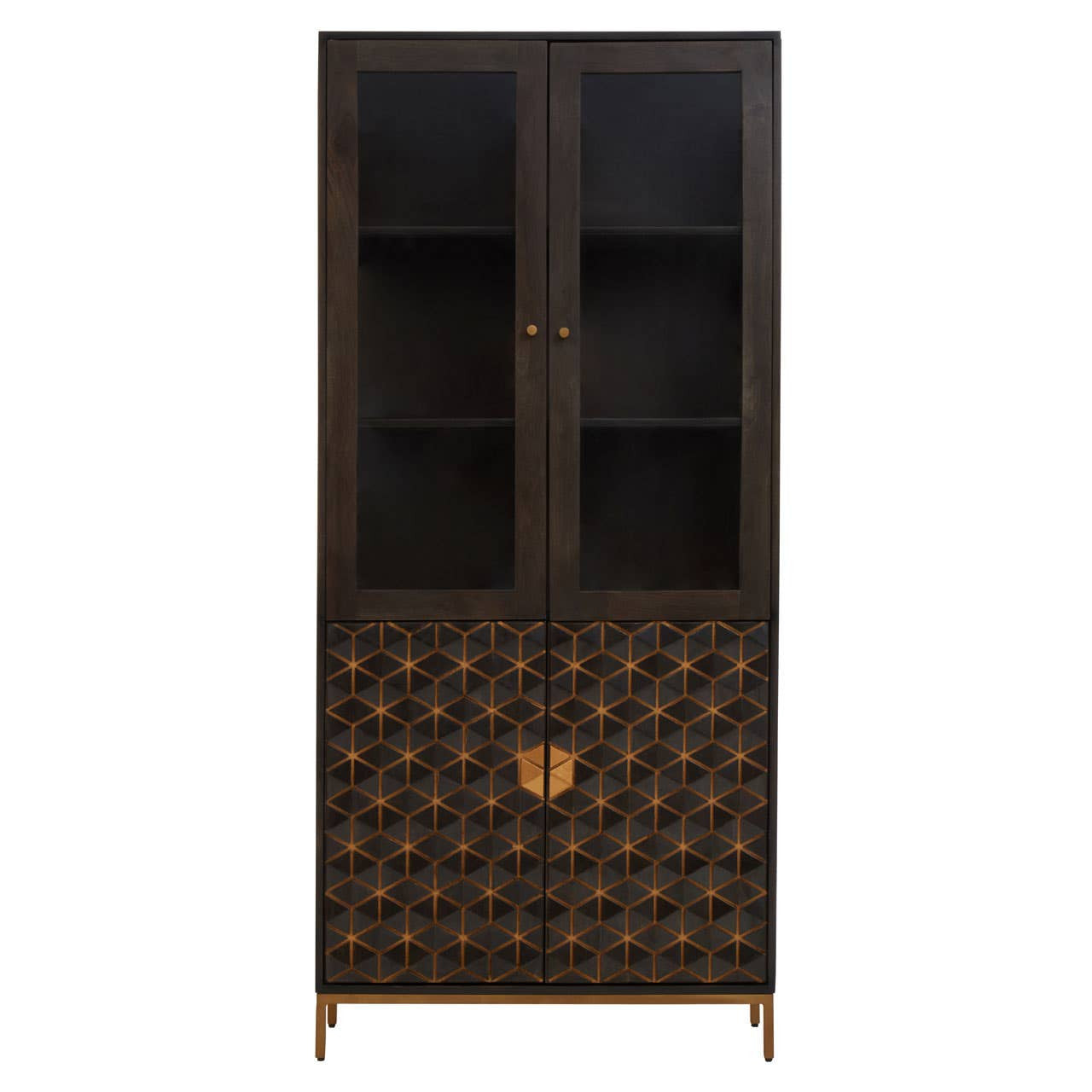 Patna Grey Finish Mango Wood Tall Cabinet