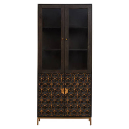 Patna Grey Finish Mango Wood Tall Cabinet