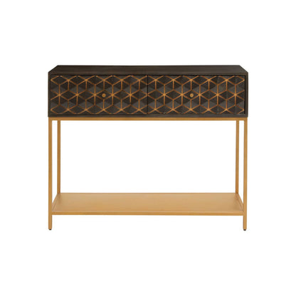 Patna Grey Finish Mango Wood Console Table with Drawers