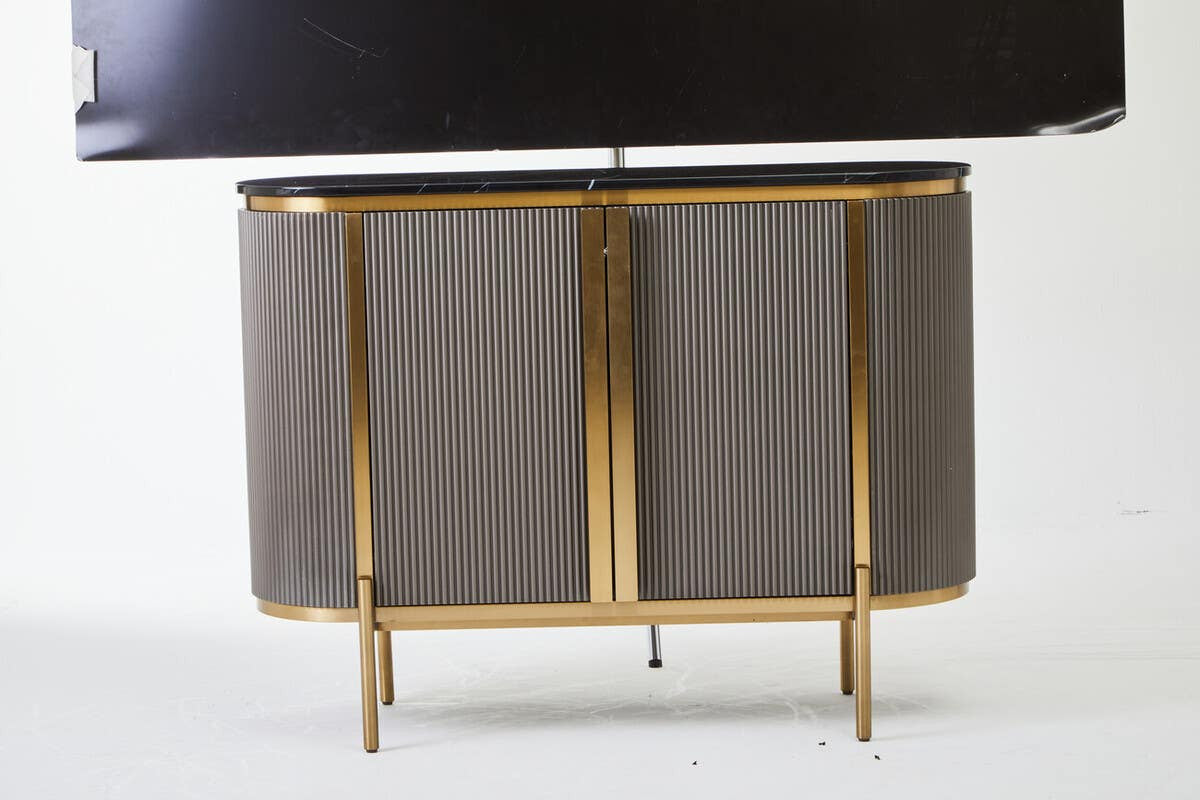 Dervio Grey Two Door Sideboard with Black Marble Top
