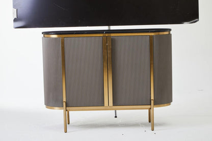 Dervio Grey Two Door Sideboard with Black Marble Top