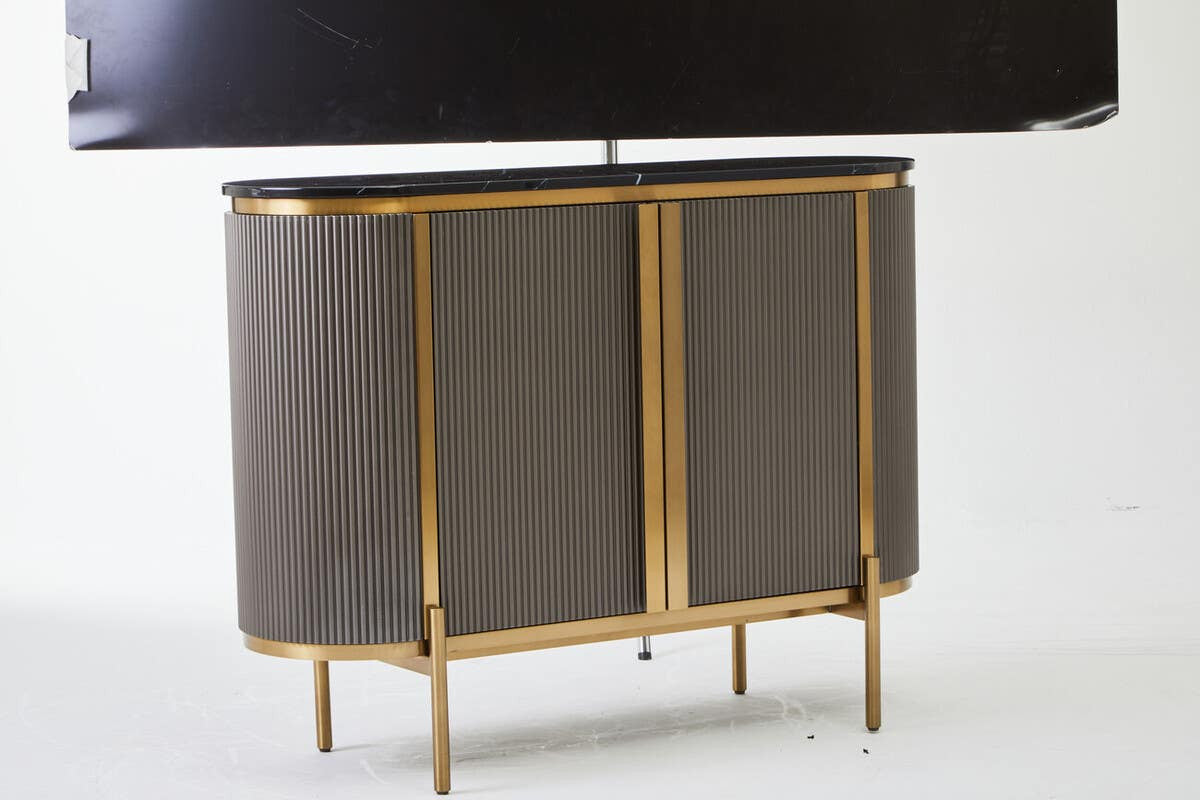 Dervio Grey Two Door Sideboard with Black Marble Top