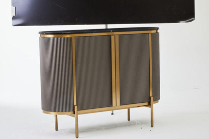 Dervio Grey Two Door Sideboard with Black Marble Top
