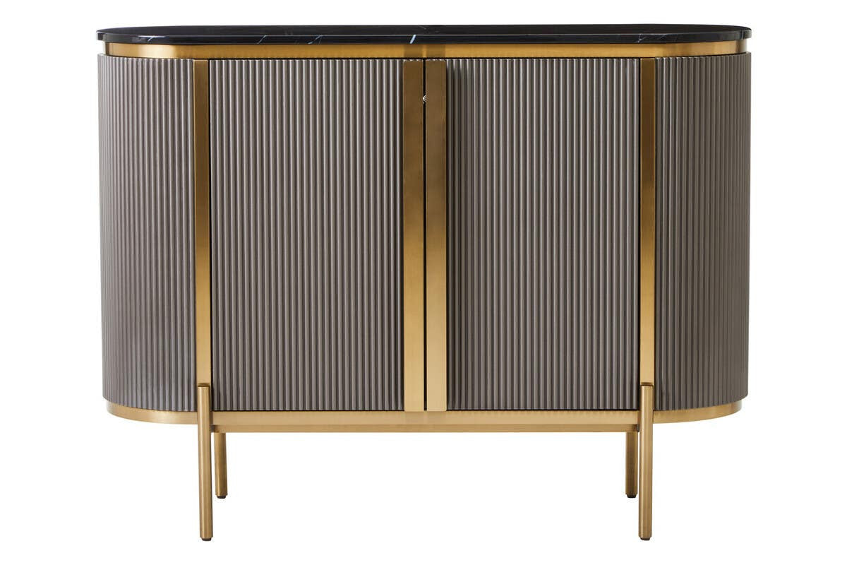 Dervio Grey Two Door Sideboard with Black Marble Top