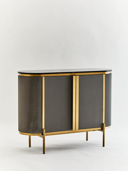 Dervio Grey Two Door Sideboard with Black Marble Top