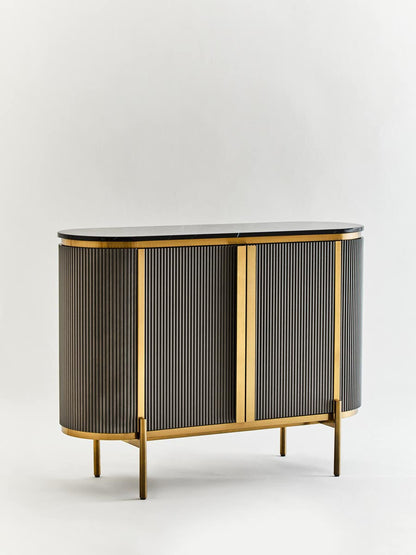 Dervio Grey Two Door Sideboard with Black Marble Top