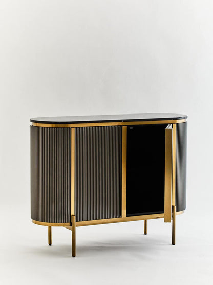 Dervio Grey Two Door Sideboard with Black Marble Top