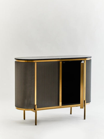 Dervio Grey Two Door Sideboard with Black Marble Top