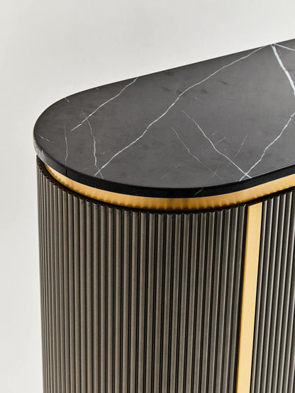 Dervio Grey Two Door Sideboard with Black Marble Top