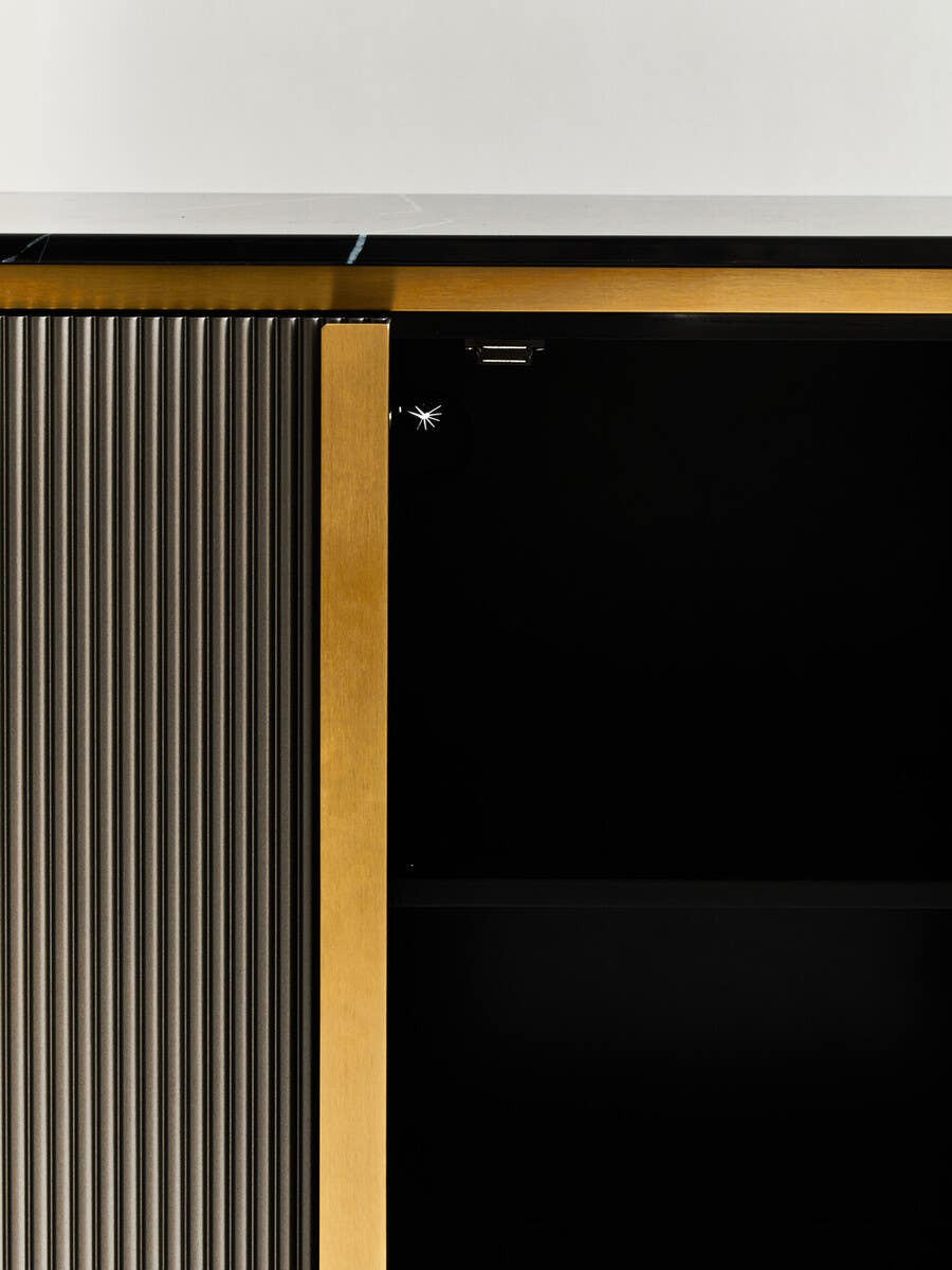 Dervio Grey Two Door Sideboard with Black Marble Top