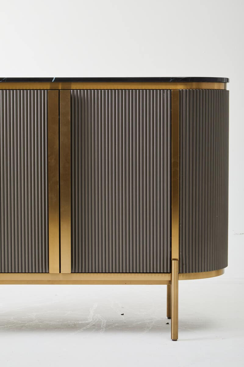 Dervio Grey Two Door Sideboard with Black Marble Top