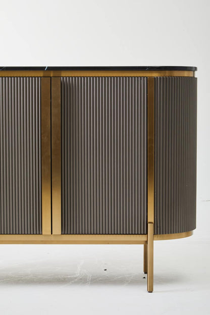 Dervio Grey Two Door Sideboard with Black Marble Top