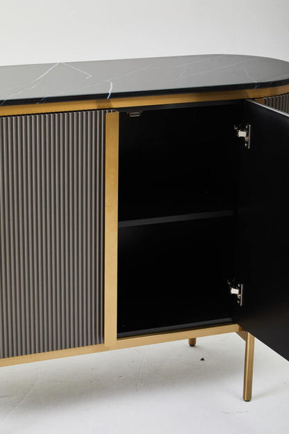 Dervio Grey Two Door Sideboard with Black Marble Top