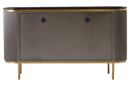 Dervio Grey Four Door Sideboard With Black Marble Top