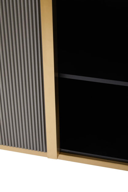 Dervio Grey Four Door Sideboard With Black Marble Top