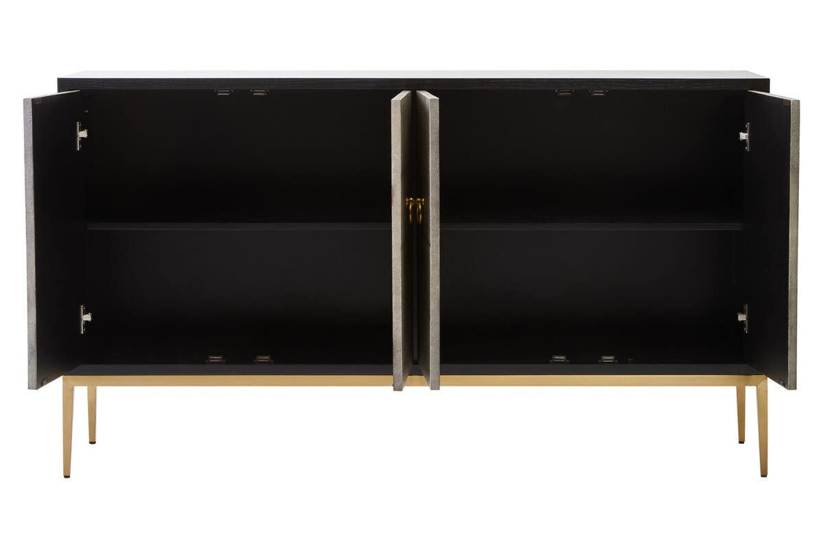 Deruta Grey Shagreen Effect 4 Door Sideboard