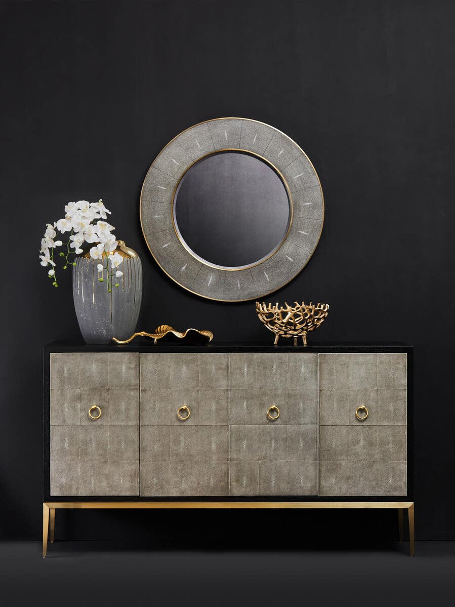 Deruta Grey Shagreen Effect 4 Door Sideboard