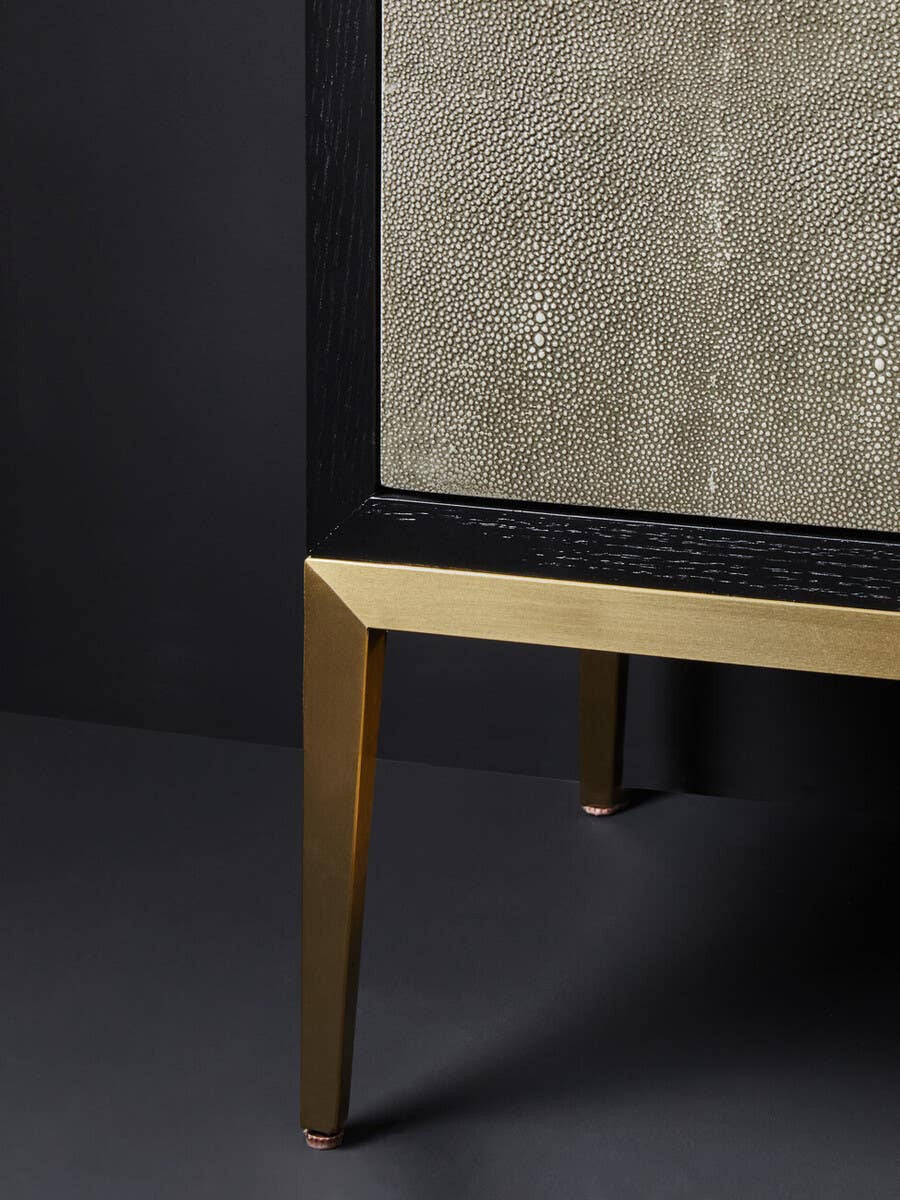 Deruta Grey Shagreen Effect 4 Door Sideboard