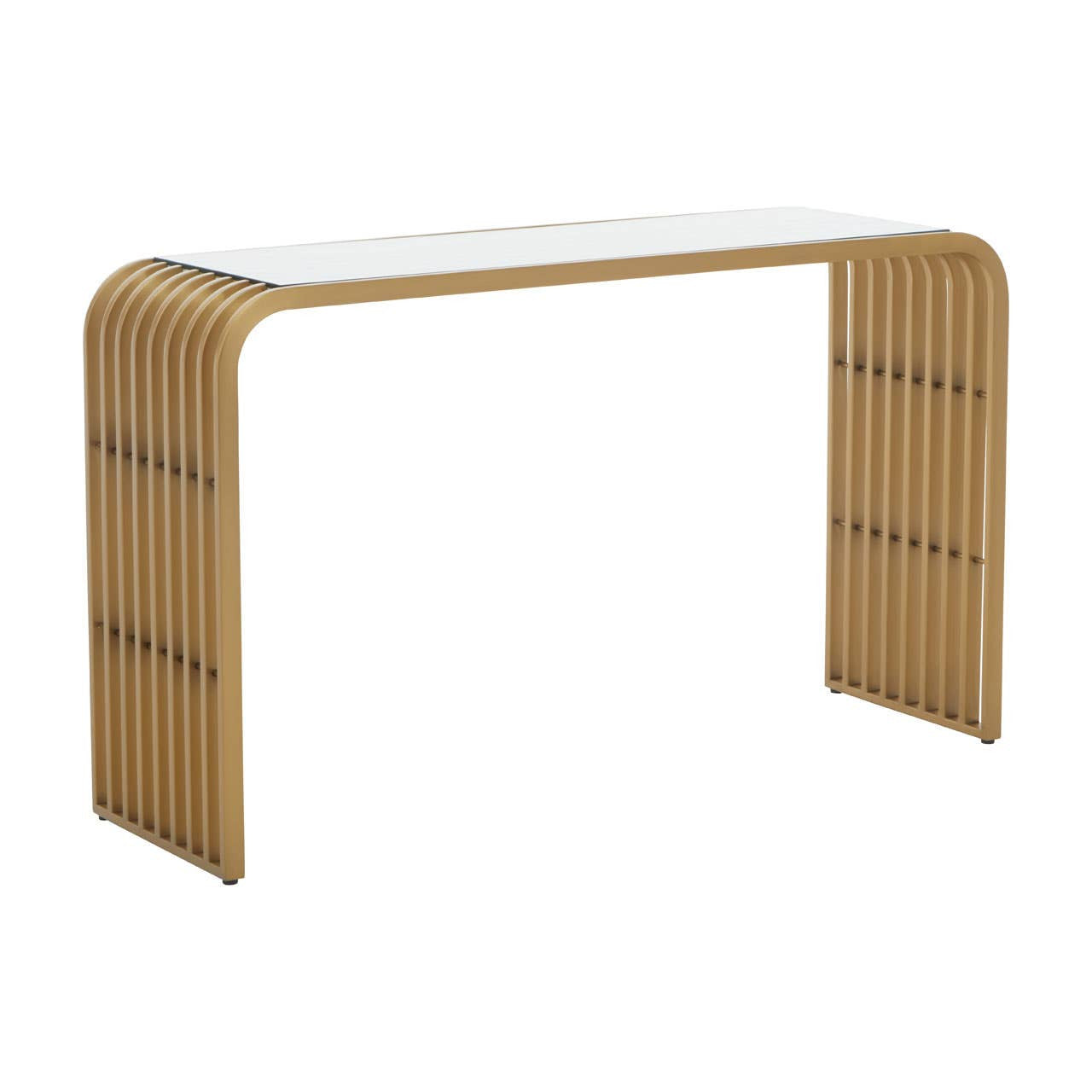 Vogue Matte Gold Slatted Console Table