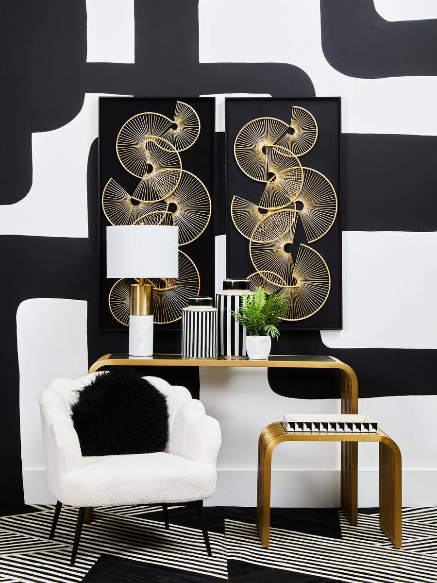 Vogue Matte Gold Slatted Console Table