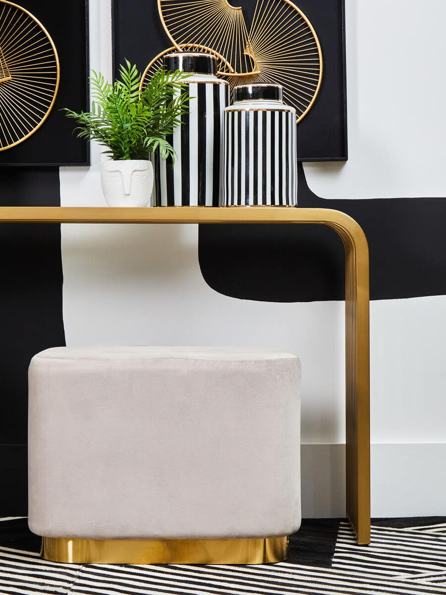 Vogue Matte Gold Slatted Console Table