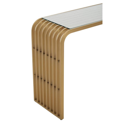 Vogue Matte Gold Slatted Console Table
