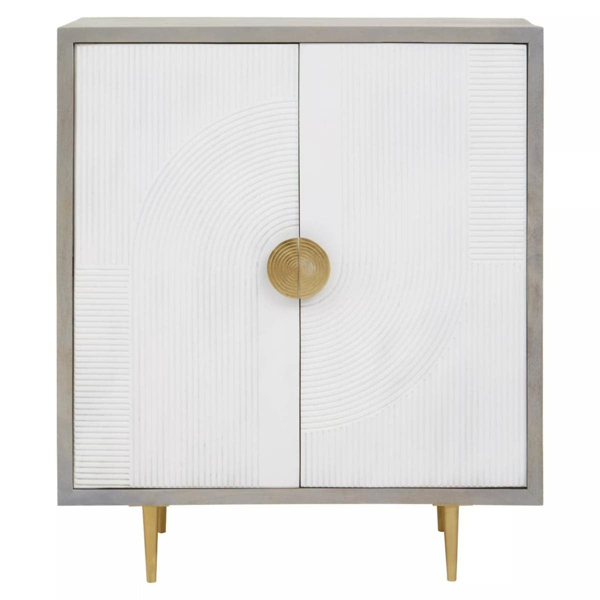 Sareel Cream and Grey Mango Wood Two Door Cabinet