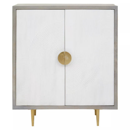 Sareel Cream and Grey Mango Wood Two Door Cabinet