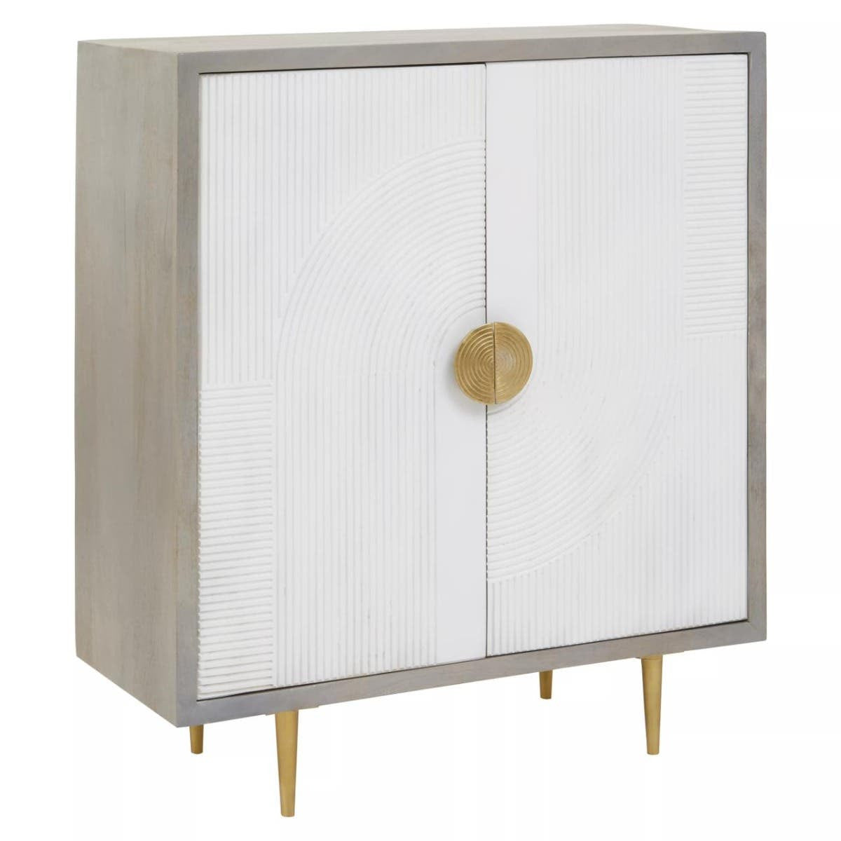 Sareel Cream and Grey Mango Wood Two Door Cabinet