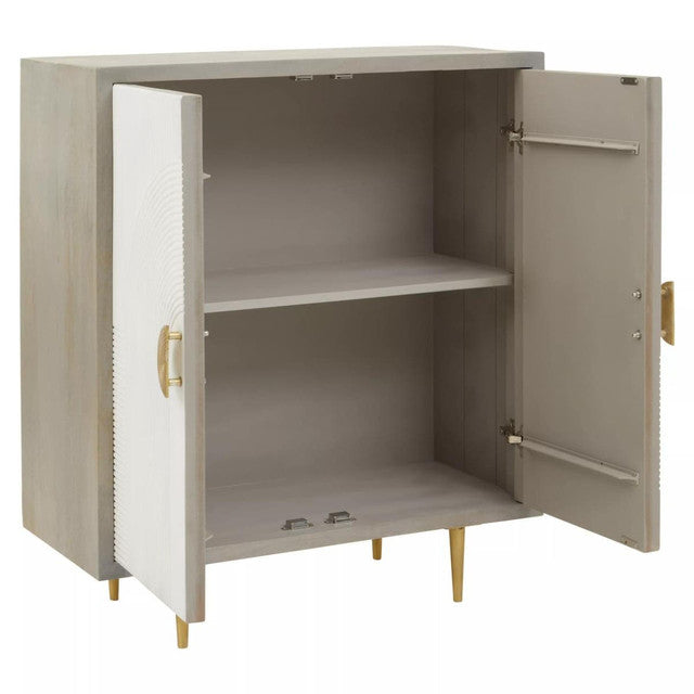 Sareel Cream and Grey Mango Wood Two Door Cabinet