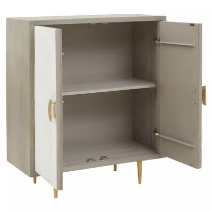 Sareel Cream and Grey Mango Wood Two Door Cabinet