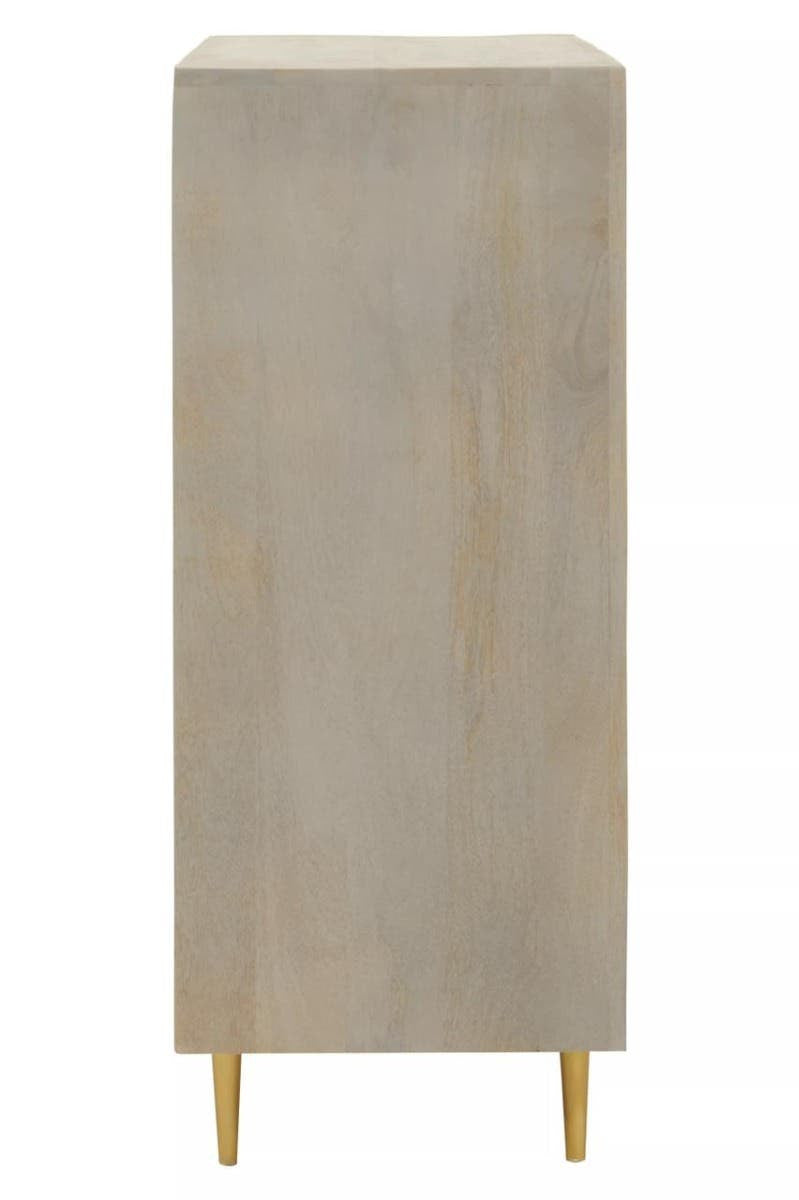 Sareel Cream and Grey Mango Wood Two Door Cabinet